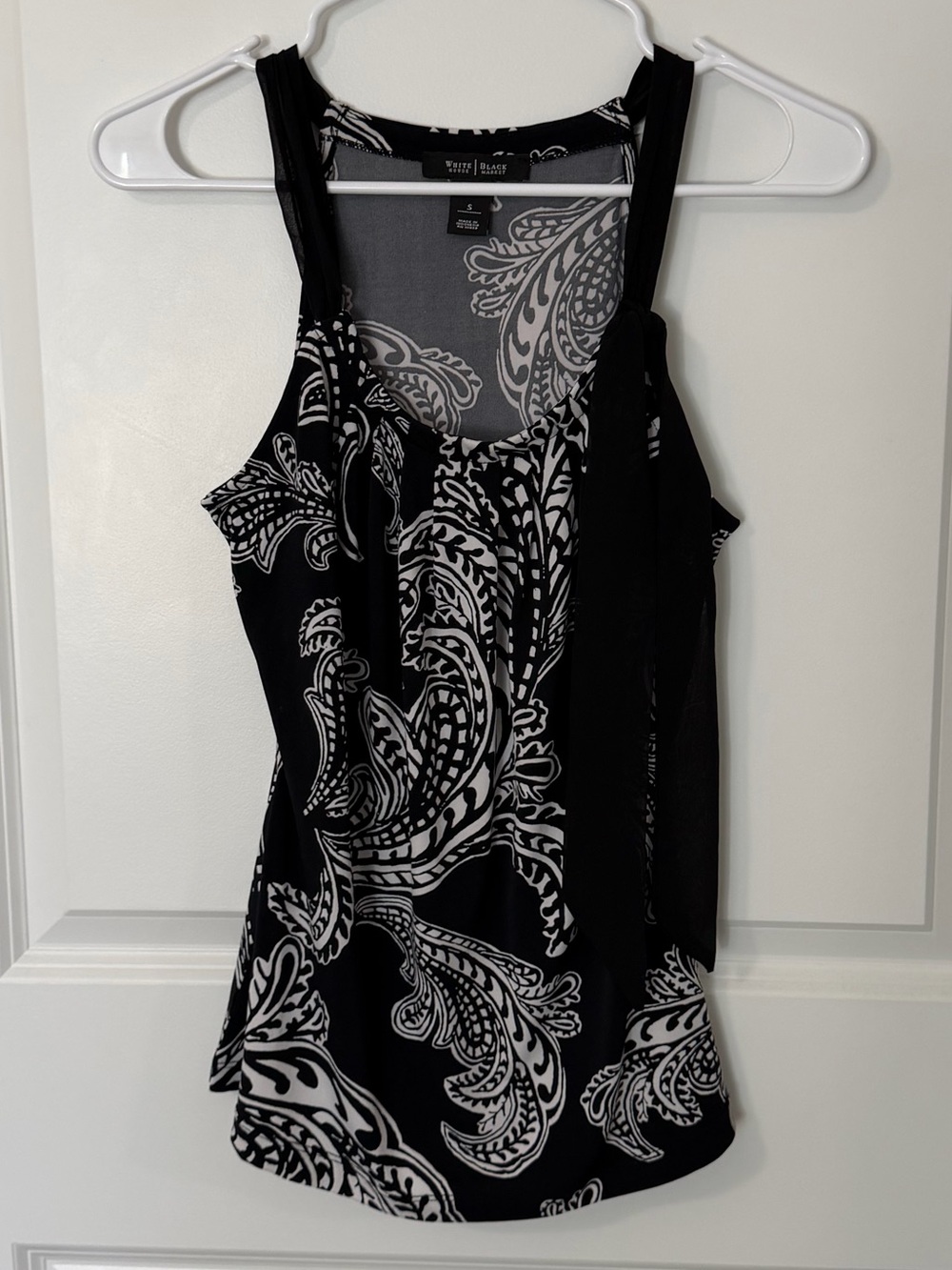 White House Black Market Black and White Paisley Camisole